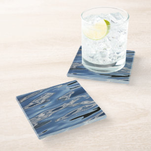 Cool abstract blue pattern glass coaster
