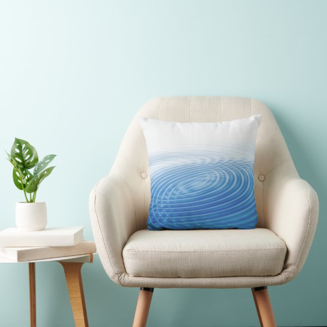 Cool Abstract Blue Waves Concentric Circles Cushion (Chair)
