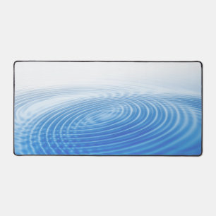 Cool Abstract Blue Waves Concentric Circles Desk Mat