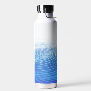 Cool Abstract Blue Waves Concentric Circles Water Bottle