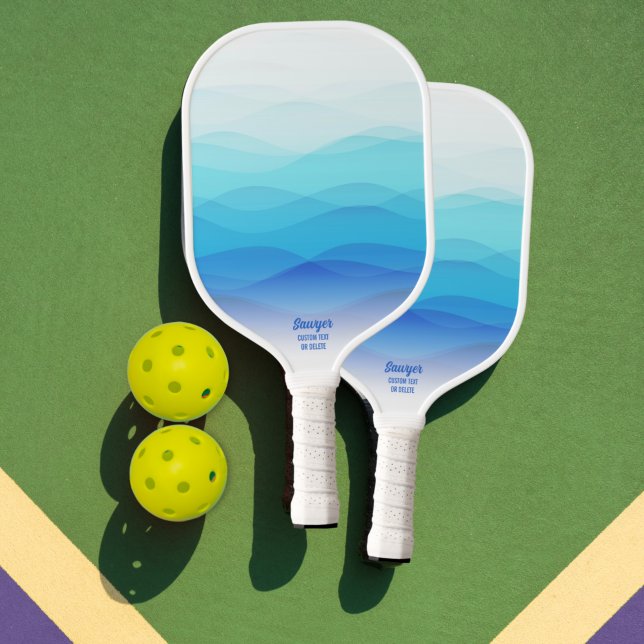Cool Abstract Blue Waves Personalised  Pickleball Paddle (Creator Uploaded)