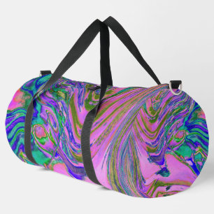 Cool Abstract Chartreuse and Hot Pink Groovy Retro Duffle Bag