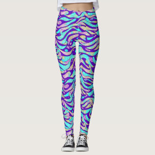 Cool Abstract Colourful Blue Geometric Pattern   Leggings