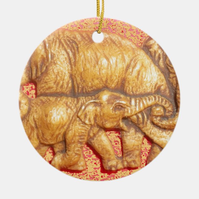 Cool Abstract Colourful Vector Elephant Family Ceramic Tree Decoration (Front)