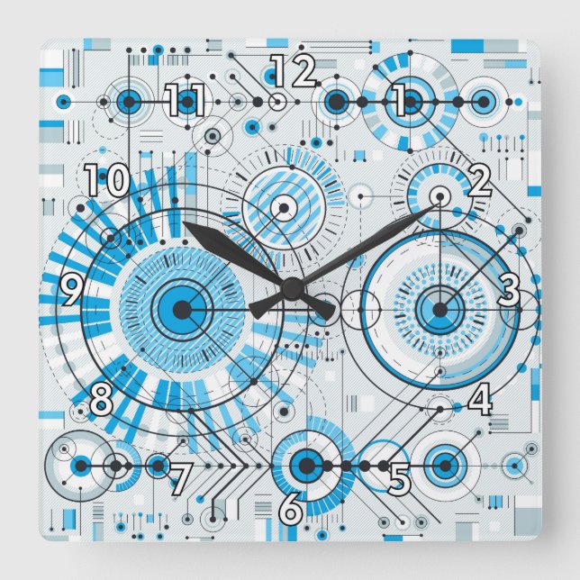 Cool Abstract Engine Technology Square Wall Clock (Front)