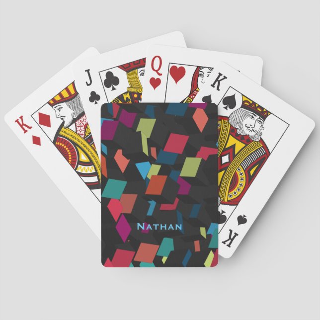 Cool Abstract Geometric Cube Pattern Personalised Playing Cards (Back)
