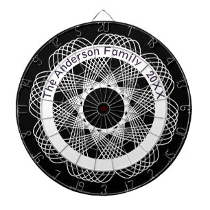 Cool Abstract Geometric Design Black and White Dartboard