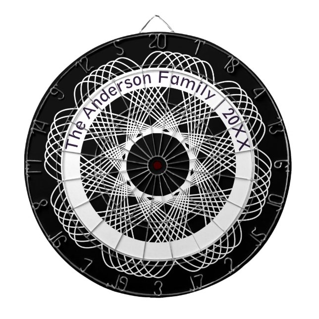 Cool Abstract Geometric Design Black and White Dartboard (Front)