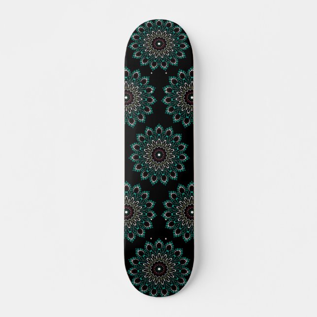 Cool Abstract Geometric Mandala Art Design Skateboard (Front)