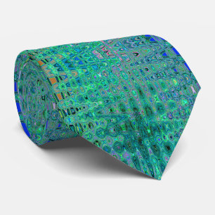 Cool Abstract Green and Black Atomic Retro Zigzags Tie
