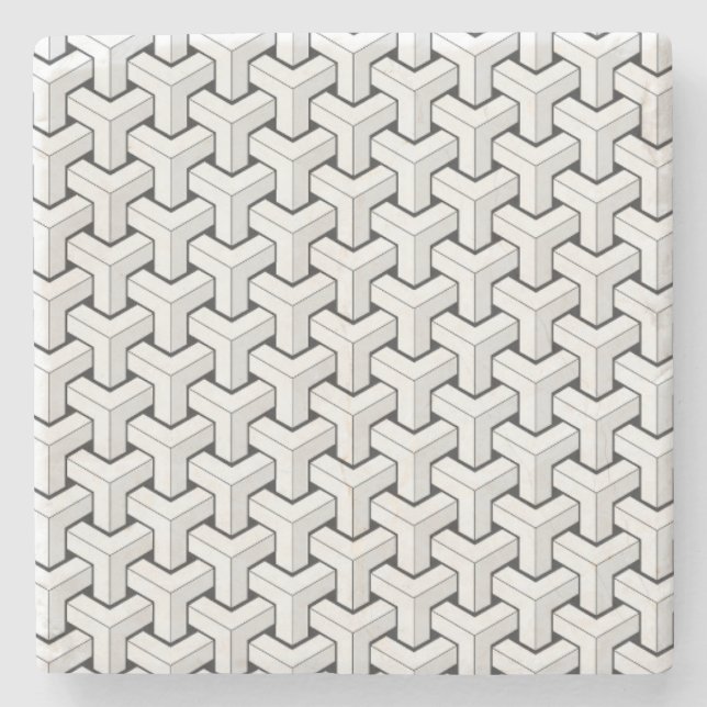 Cool Abstract Isometric Y Shaped Cubes Stone Coaster (Front)