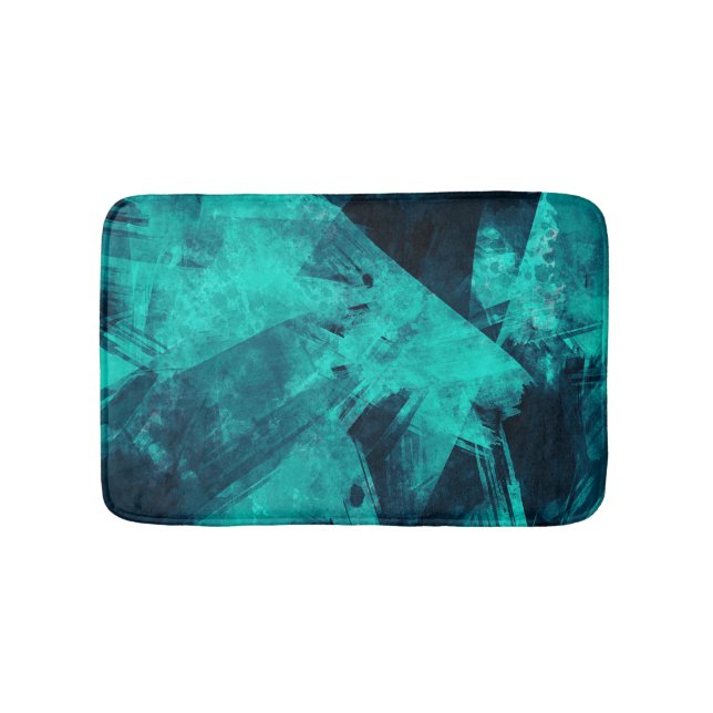 Cool Abstract Jagged Blue Art Bath Mat (Front)