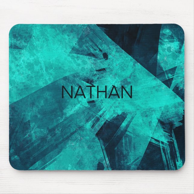 Cool Abstract Jagged Blue Art Personalised Mouse Pad (Front)