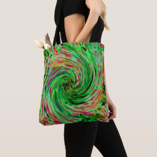 Cool Abstract Lime Green and Black Floral Swirl Tote Bag