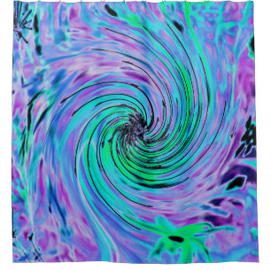 Cool Abstract Lime Green and Purple Floral Swirl Shower Curtain