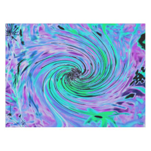 Cool Abstract Lime Green and Purple Floral Swirl Tablecloth