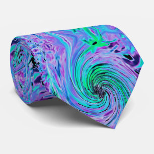 Cool Abstract Lime Green and Purple Floral Swirl Tie