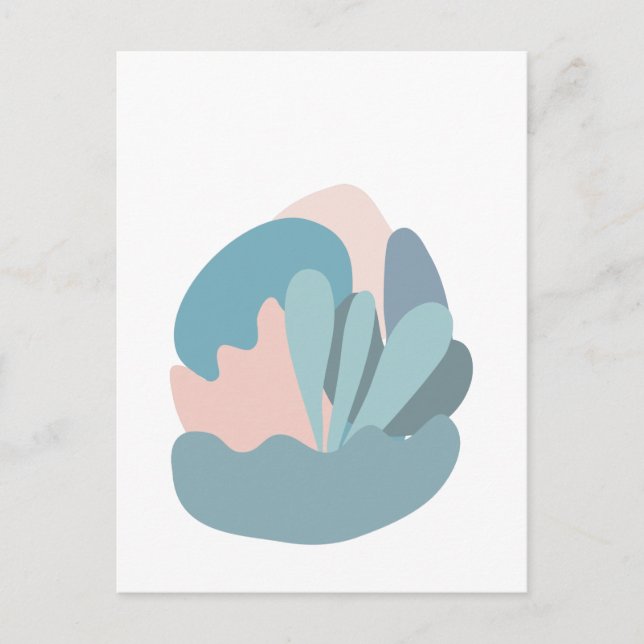 Cool Abstract Modernism in Blue and Blush Postcard (Front)