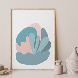 Cool Abstract Modernism in Blue and Blush Poster