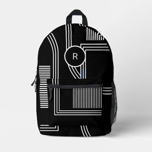 Cool Abstract Monogram Printed Backpack (Front)