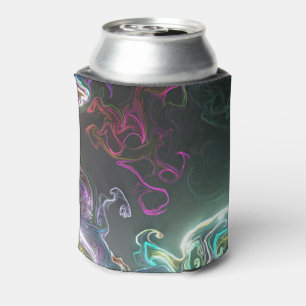 Cool Abstract Neon Liquid Art Black Can Cooler