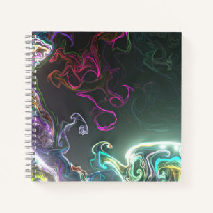 Cool Abstract Neon Liquid Art Black Notebook