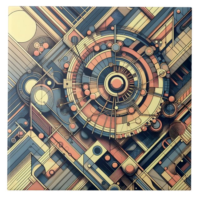 Cool abstract pattern lovers ceramic tile (Front)