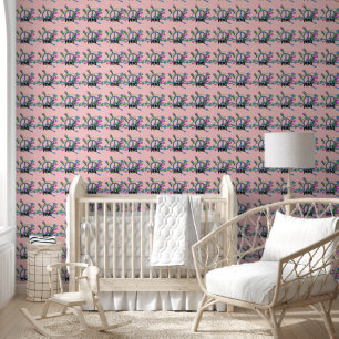 Cool Abstract Peace Sign Bright Scrolls Pink Stars Wallpaper