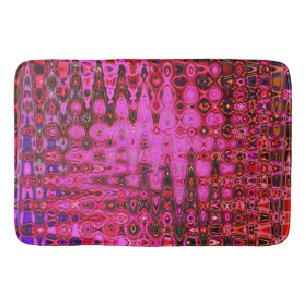 Cool Abstract Pink and Black Atomic Retro Zigzags Bath Mat