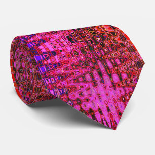 Cool Abstract Pink and Black Atomic Retro Zigzags Tie