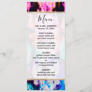 Cool Abstract Pink Blue Black Tie Dye Pattern Menu