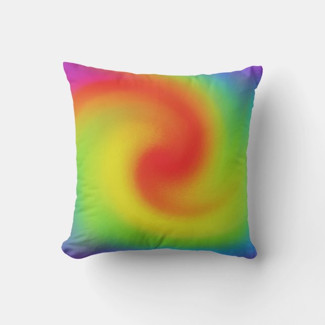 Cool Abstract Rainbow Wave Art Cushion (Front)