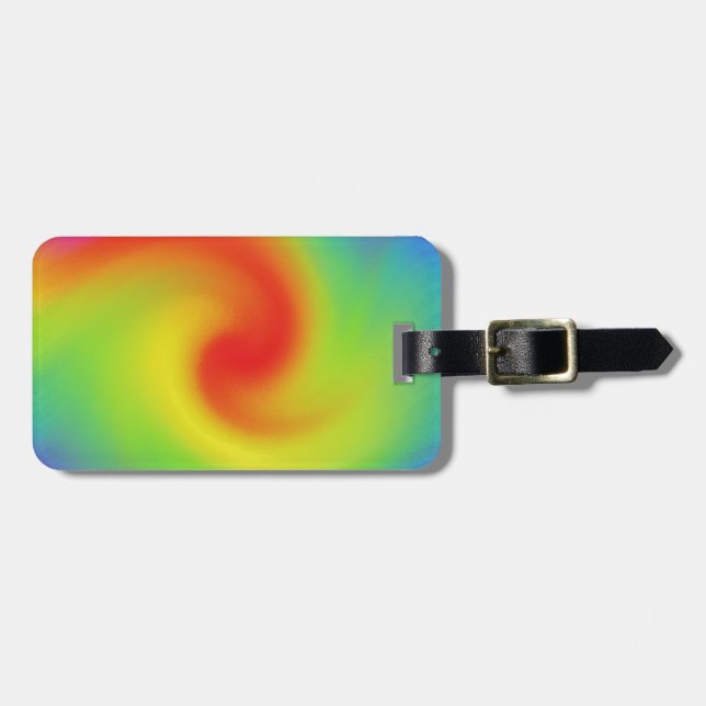 Cool Abstract Rainbow Wave Art Luggage Tag (Front Horizontal)