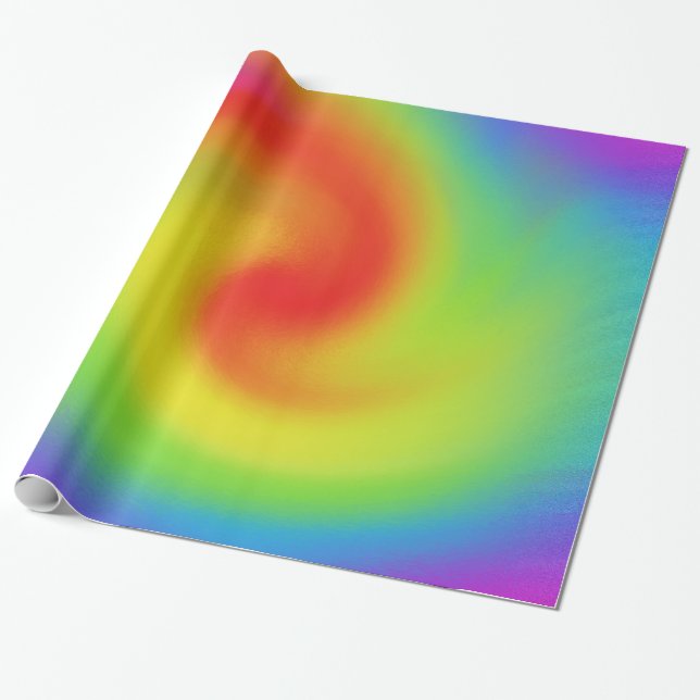 Cool Abstract Rainbow Wave Art Wrapping Paper (Unrolled)