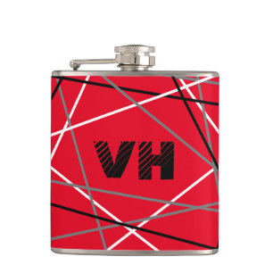 Cool Abstract Red Striped Guitar Name Initials Hip Flask