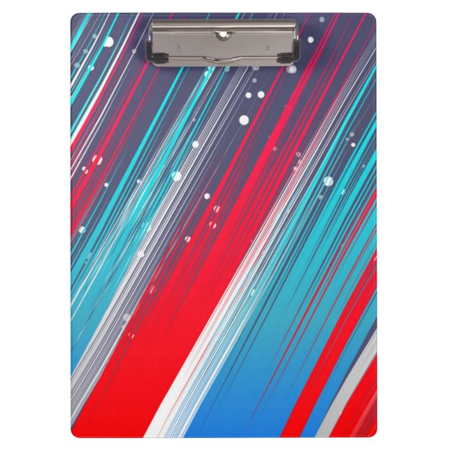 Cool Abstract Red White Blue Brush Strokes Clipboard (Front)