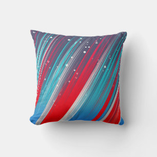 Cool Abstract Red White Blue Brush Strokes Cushion