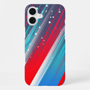 Cool Abstract Red White Blue Brush Strokes iPhone 16 Plus Case