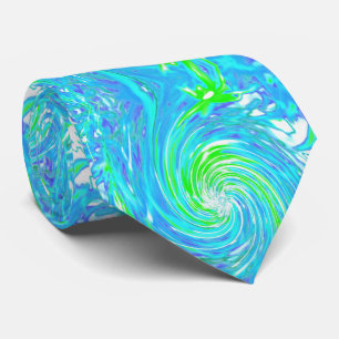 Cool Abstract Retro Aqua and Lime Green Swirl Tie