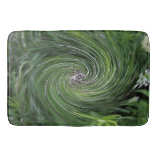 Cool Abstract Retro Chartreuse Green Floral Swirl Bath Mat