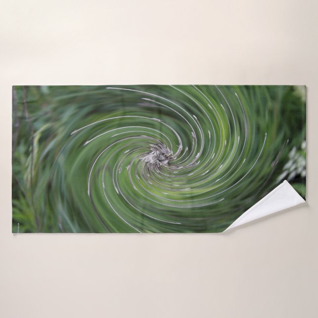 Cool Abstract Retro Chartreuse Green Floral Swirl Bath Towel (Bath Towel)