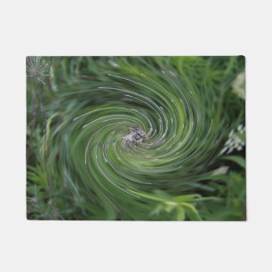 Cool Abstract Retro Chartreuse Green Floral Swirl Doormat