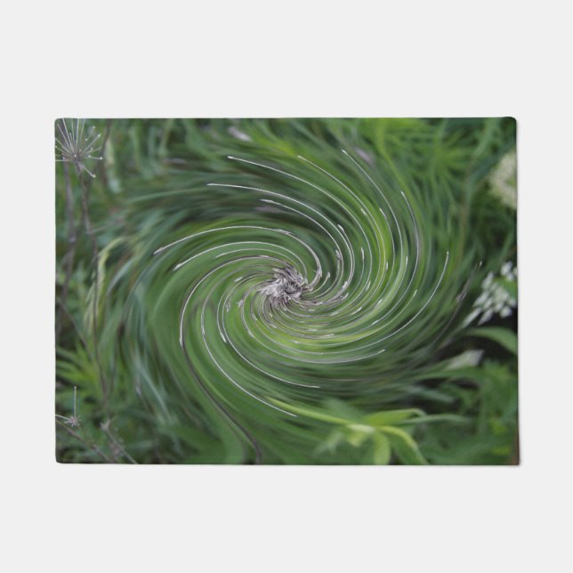 Cool Abstract Retro Chartreuse Green Floral Swirl Doormat (Front)