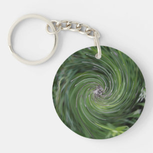 Cool Abstract Retro Chartreuse Green Floral Swirl Key Ring
