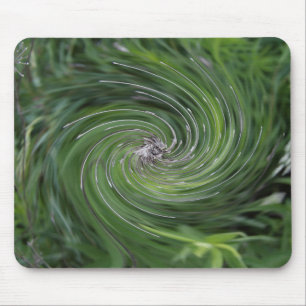 Cool Abstract Retro Chartreuse Green Floral Swirl Mouse Pad