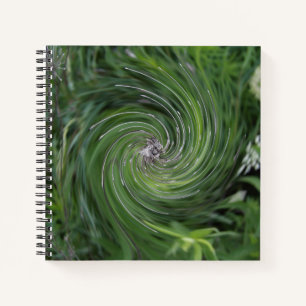 Cool Abstract Retro Chartreuse Green Floral Swirl Notebook