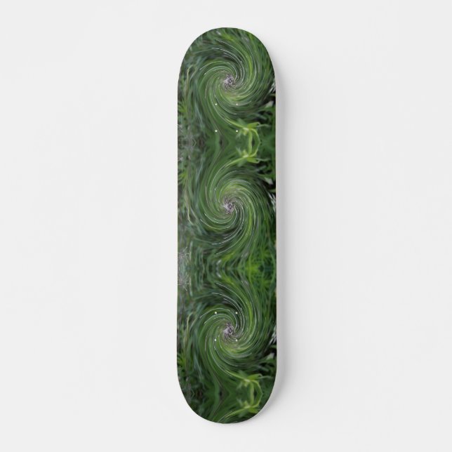 Cool Abstract Retro Chartreuse Green Floral Swirl Skateboard (Front)