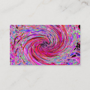 Cool Abstract Retro Hot Pink and Red Floral Swirl Business Card