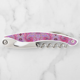 Cool Abstract Retro Hot Pink and Red Floral Swirl Corkscrew