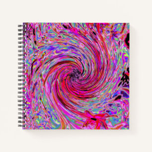 Cool Abstract Retro Hot Pink and Red Floral Swirl Notebook